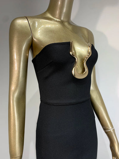 Ladies Women Celebrity Sexy Strapless Backless Black Maxi Long Bodycon Bandage Dress 2025 Elegant Evening Club Party Outfit - Smarsty