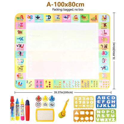 100x80CM Magic Water Drawing Mat with Reusable Magic Pens Doodle Montessori Painting Board Educational Toys Kids Gifts 39X31in by Smarsty