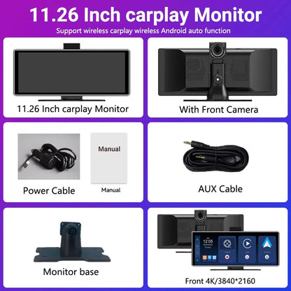 4K Dash Cam IPS Touch Screen With Wireless CarPlay Pro - Smarsty