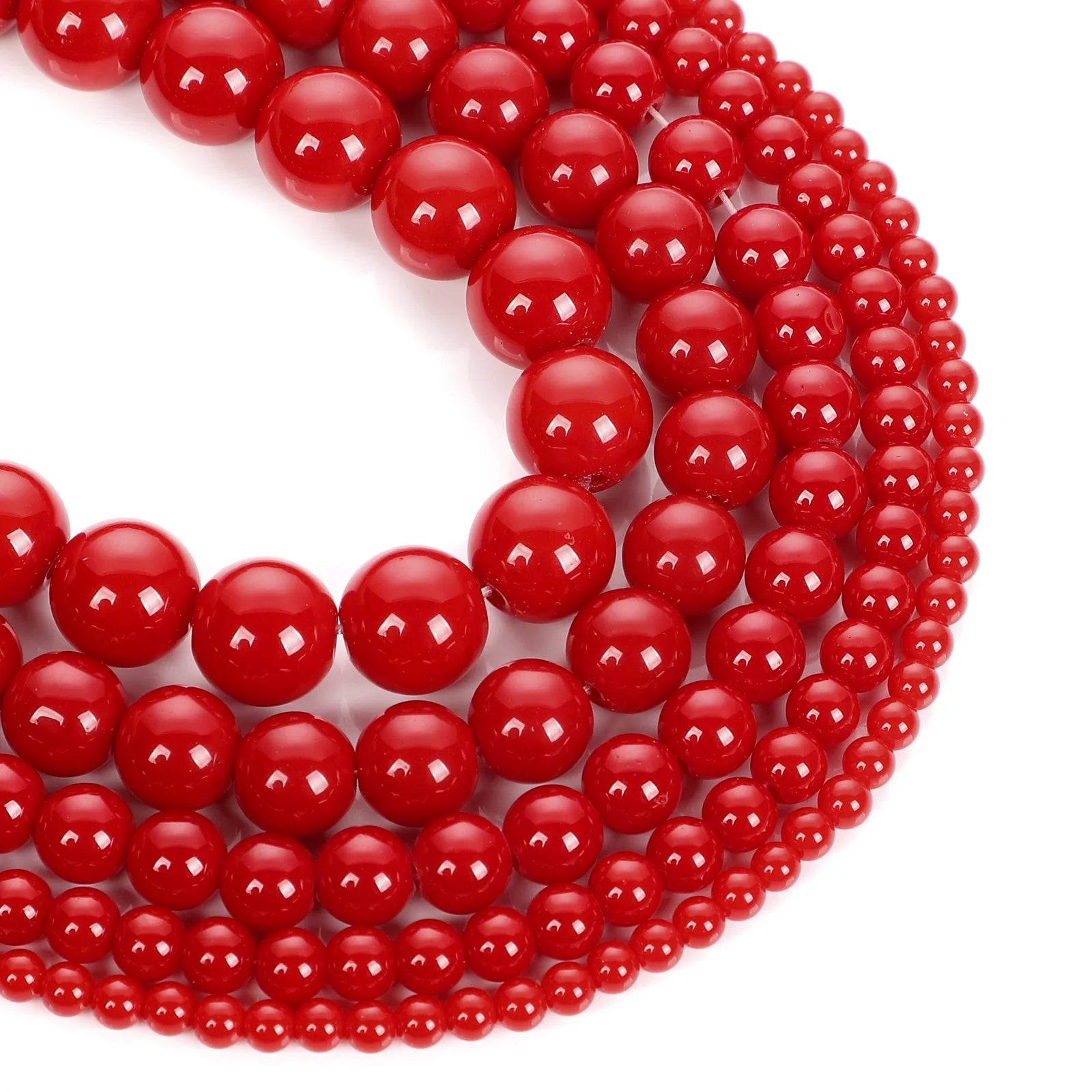 Natural Polished Red Coral Beads Loose Spacer Jewelry 6mm - Smarsty