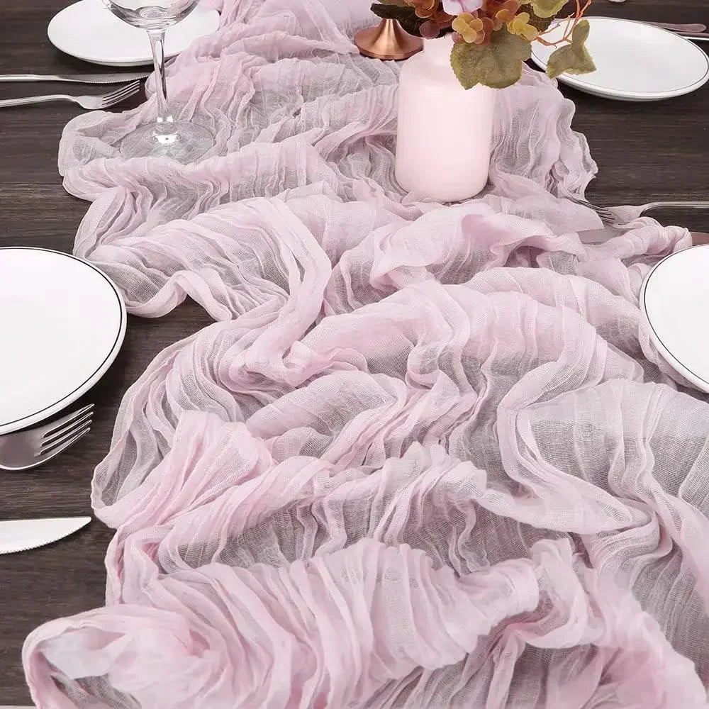Pink Cheesecloth Table Runner for Romantic Weddings - Smarsty