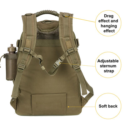 LQARMY 65L Outdoor Tactical Backpack Men's Outdoor Hiking Bag Large Capacity Military Army Bags Travelling Camping Rucksack