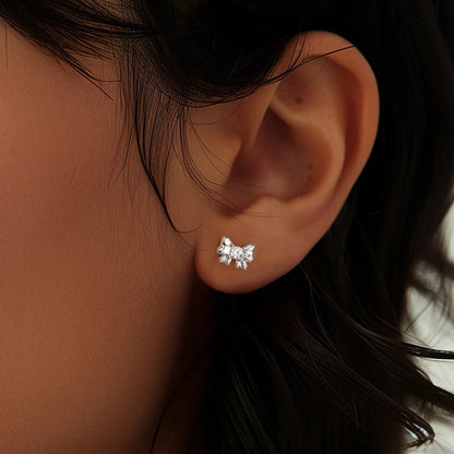 Sterling Silver Heart Zircon Stud Earrings Elegant Gift - Smarsty