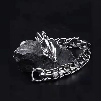 Mens Viking Dragon Bracelet Vintage Punk Bangle - Smarsty
