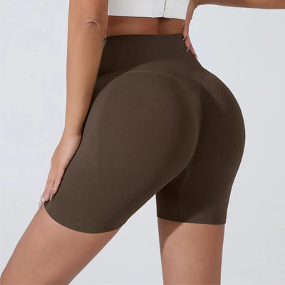 Peach Hip Lifting Sports Shorts Women High Waist Belly Slimming Running Training Quick-drying Trousers Tight Three-point Shorts - Smarsty