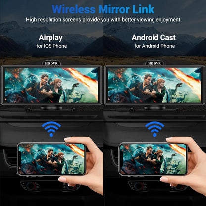 4K Dash Cam With Dual Lens GPS Navigation Wireless CarPlay - Smarsty