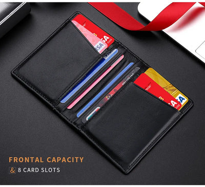 YUECIMIE Super Slim Soft Wallet Genuine Leather Mini Credit Card Holder Wallets Purse Thin Small Card Holders Men Wallet - Smarsty