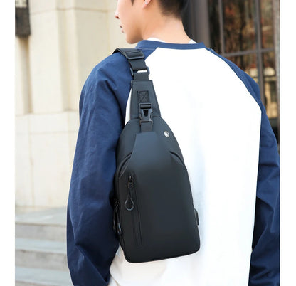Mens Nylon Chest Bag With USB Charging Compact Crossbody - Smarsty