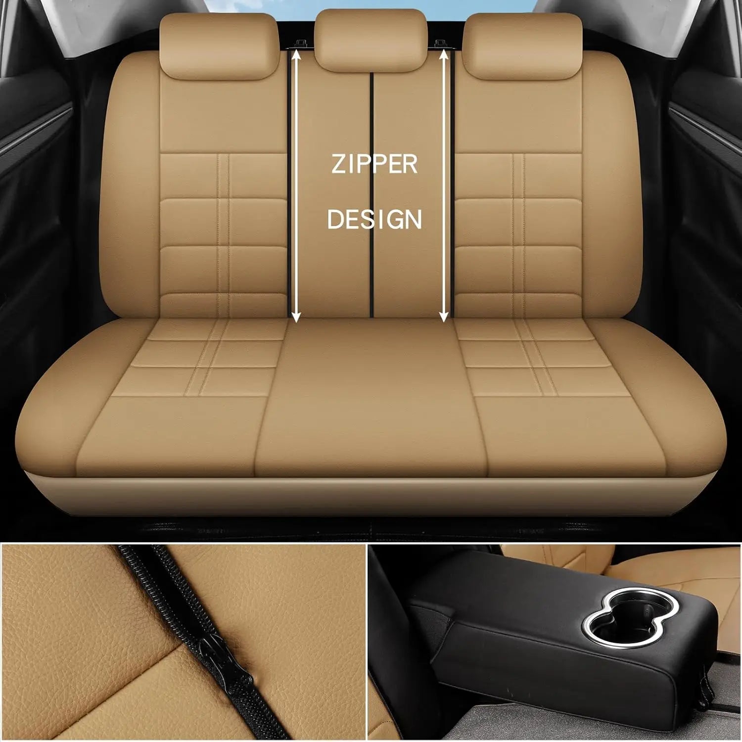 Leather Car Seat Covers Full Set 5-Seater Seat Universal Fit Padded of Most Car with Waterproof Breathable Anti-dirty