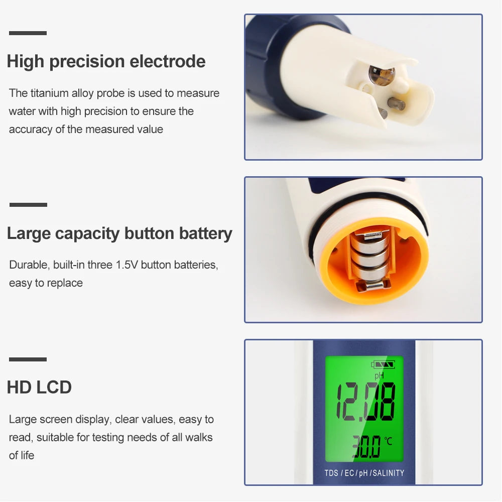 Professional 5 In 1 Water Quality Tester for Accurate Measurement - Smarsty