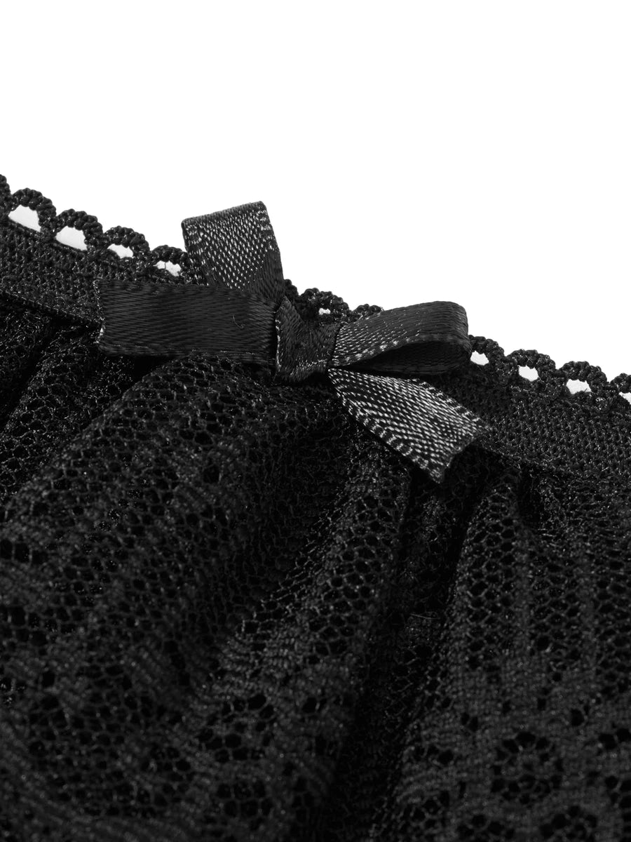 Women Mesh Lace Bloomer Shorts Y2k Layered Ruffle Frilly Booty Shorts Fairy Bowknot Sexy Boy Shorts Panties Party Clubwear - Smarsty