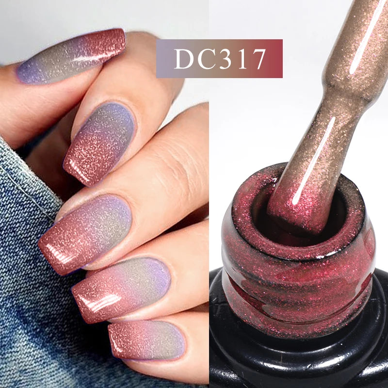 Auroras Thermal Rubber Base Gel Nail Polish Long Lasting Glitter - Smarsty