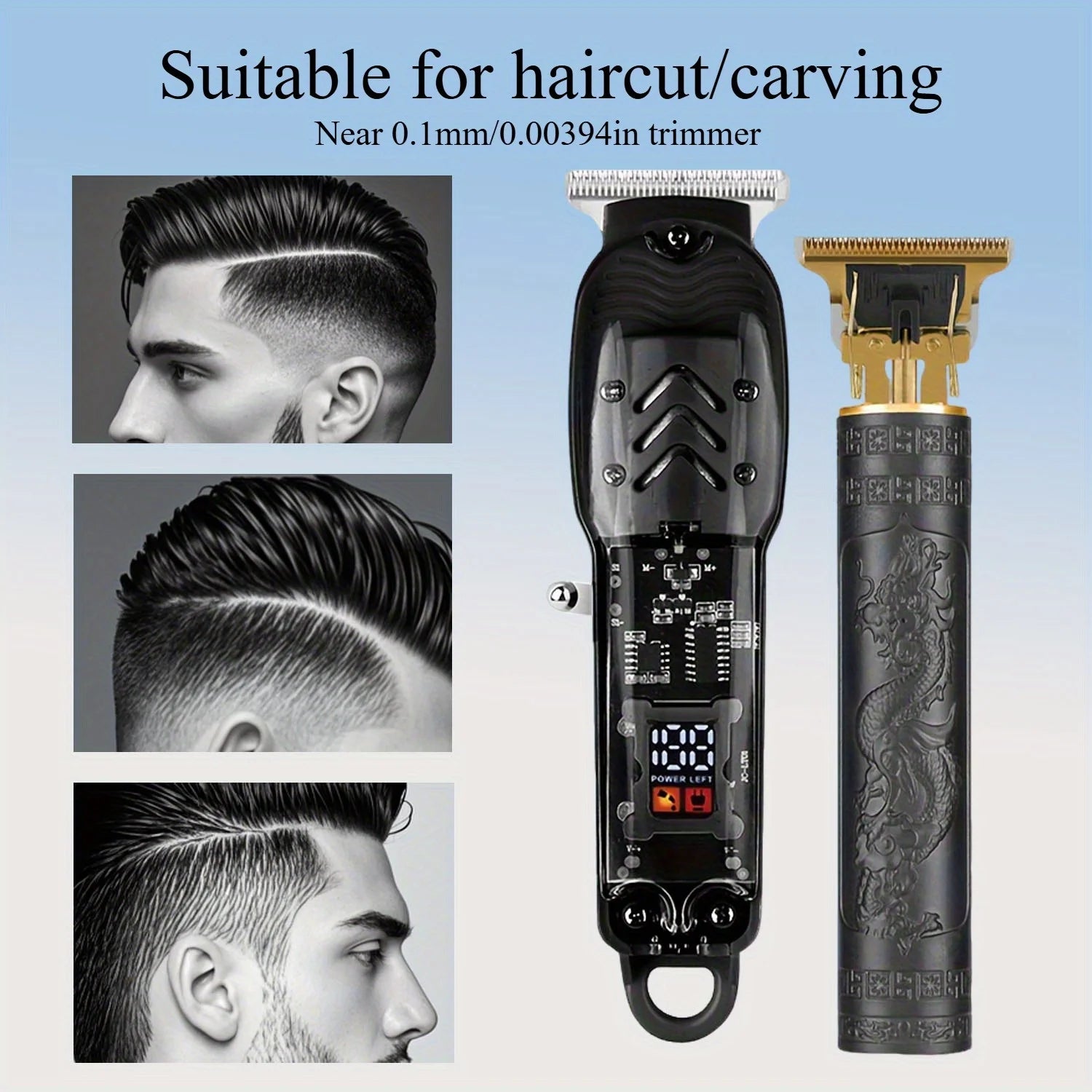 Hair Clipper Kit 2pcs, USB rechargeable cordless beard trimmer and edger barber hair clipper set with LED display, BEST Gift