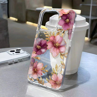 Clear Floral Pattern Phone Case For iPhone 7 To 16 - Smarsty