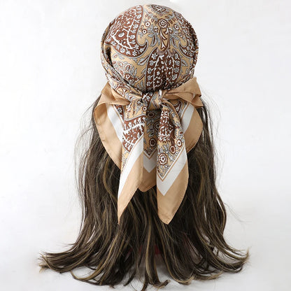 Bohemian Floral Print Silk Scarf for Women Sun Protection - Smarsty