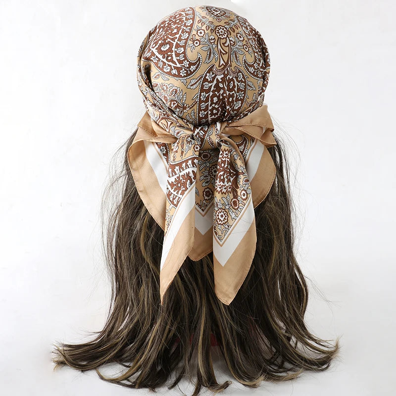 Bohemian Floral Print Silk Scarf for Women Sun Protection - Smarsty