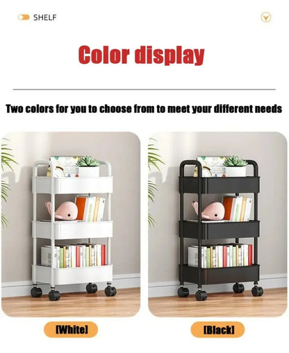 Bookshelf Storage Trolley Mobile Kitchen Organizer Cart With Wheels Multi-Layer Bathroom Shelves Household Snacks Storage Rack by Smarsty