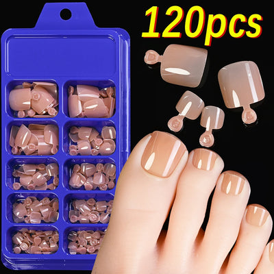 120 Pieces Pink Square Toe Nail Tips Full Cover Extensions - Smarsty