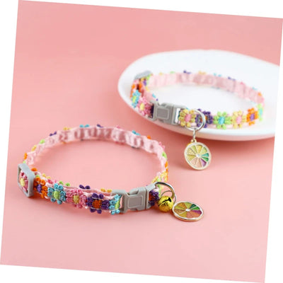 Pet Collar With Bell Cartoon Footprint Colorful Dog Puppy Kitten Collar Adjustable Safety Bell Ring Necklace Pet Accessories - Smarsty