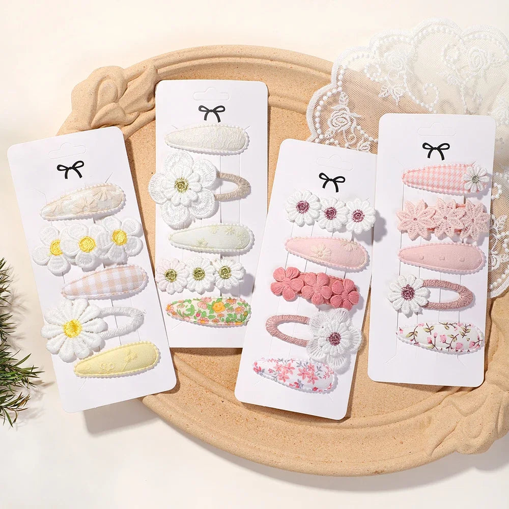 5Pcs Floral Hair Clips Set for Girls - Smarsty
