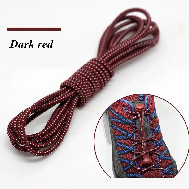 1 Pair 22 Colors Elastic Shoelaces Round Locking No Tie Shoe Laces Kids Adult Quick Lazy Laces Rubber Sneakers Shoelace T1 - Smarsty