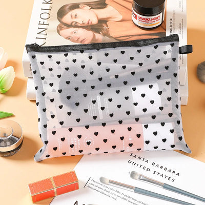 Mini Clear Heart Makeup Bag Portable Cosmetic Storage Pouch - Smarsty