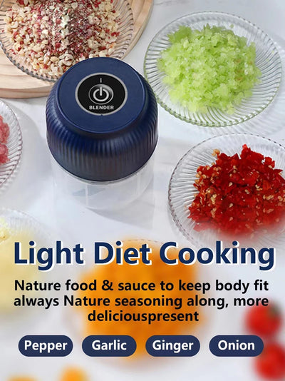 250ml Mini Wireless USB Rechargeable Electric Vegetable Chopper Garlic Crusher Food Chopper for Kitchen Gadgets for Garlic by Smarsty