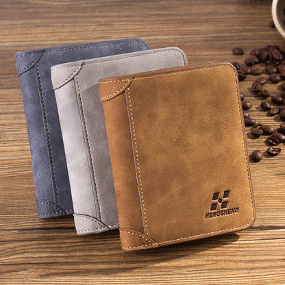 Men's Wallet Leather Billfold Slim Hipster Cowhide Credit Card/ID Holders Inserts Coin Purses Luxury Business Foldable Wallet - Smarsty