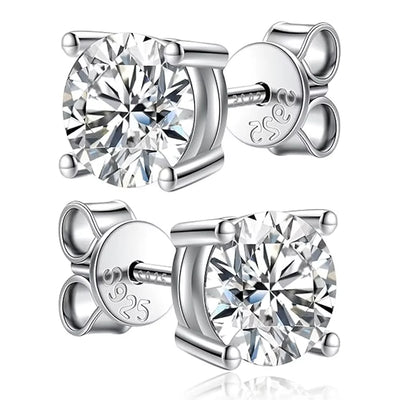 Moissanite Earrings 2ct Sterling Silver Brilliant Studs - Smarsty