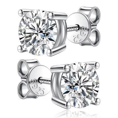 Moissanite Earrings 2ct Sterling Silver Brilliant Studs - Smarsty