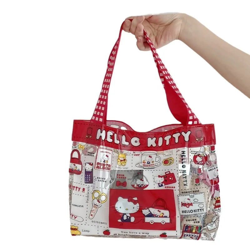 Transparent PVC Kitty Cat Handbag Waterproof Travel Tote - Smarsty
