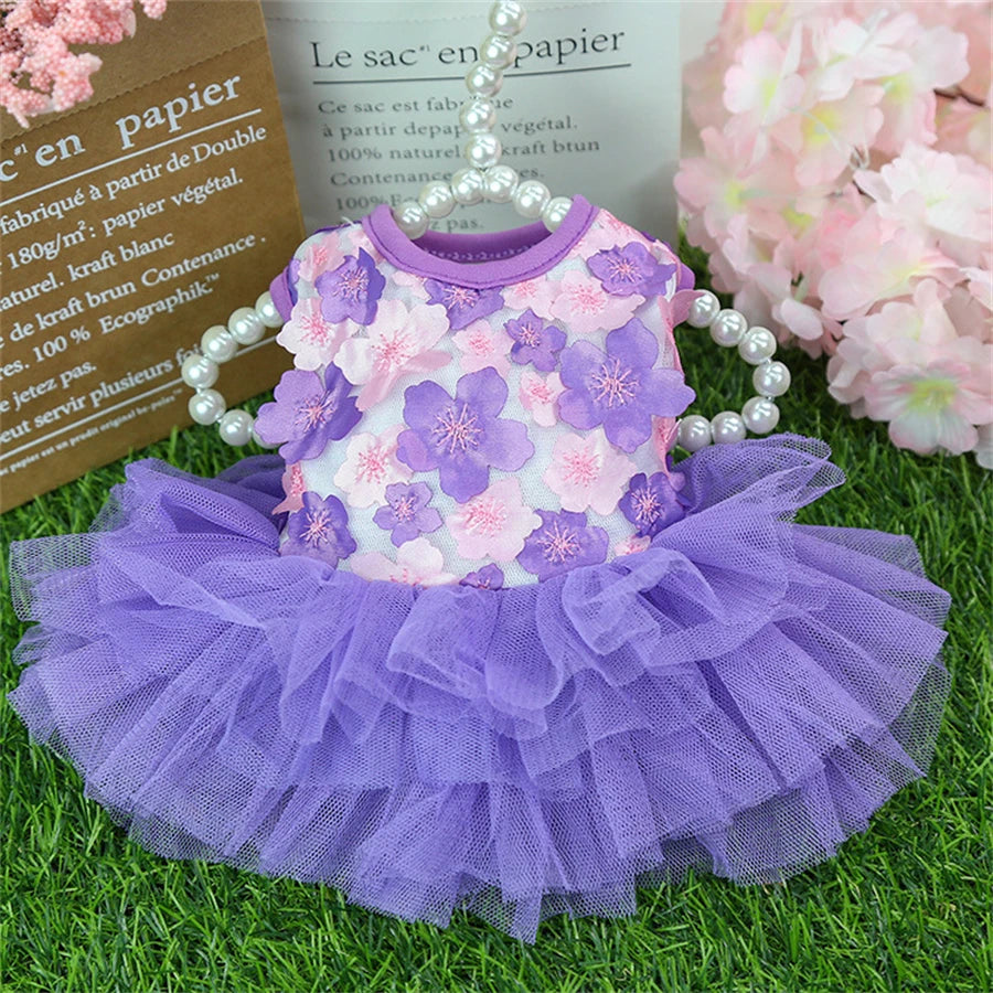 Floral Dog Dress for Small Breeds Breathable Pet Apparel - Smarsty