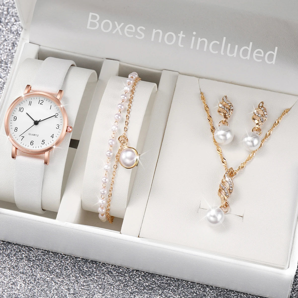 Fashion Women's Quartz Watch with Leather Band and Diamonds - Smarsty
