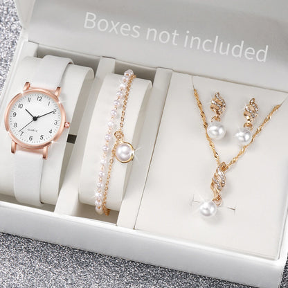 Fashion Women's Quartz Watch with Leather Band and Diamonds - Smarsty