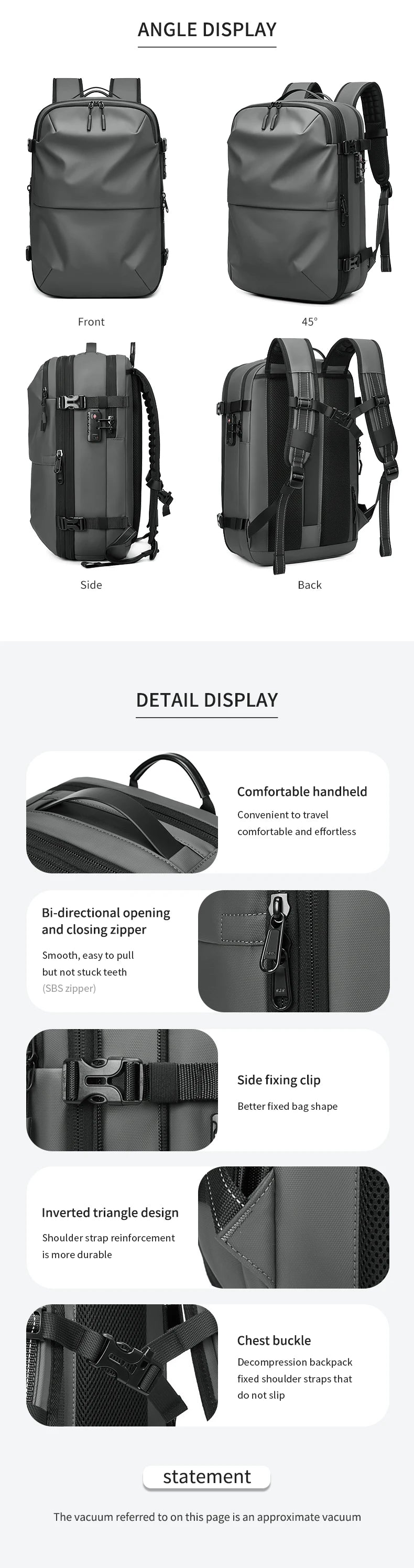 Men Travel Backpack vacuum compression 17 inch Laptop Backpack Business Large Capacity school Backpack Expanded Hiking backpack - Smarsty