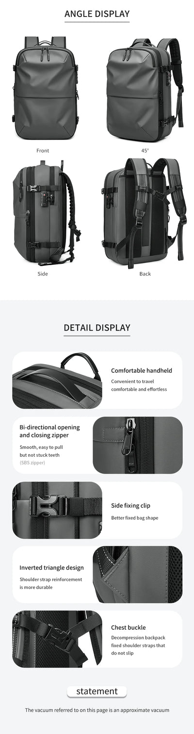 Men Travel Backpack vacuum compression 17 inch Laptop Backpack Business Large Capacity school Backpack Expanded Hiking backpack - Smarsty
