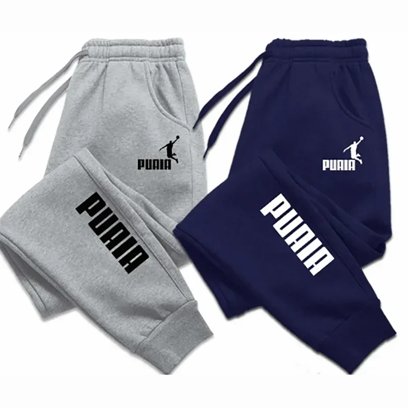PUAIA Print Men's Pants Autumn/Winter New Sport Jogging Trousers Fitness Loose Fit Clothing Solid Color Outfit Streetwear Pants - Smarsty