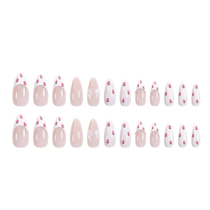 24Pcs Cute Strawberry French Press On Nails - Smarsty