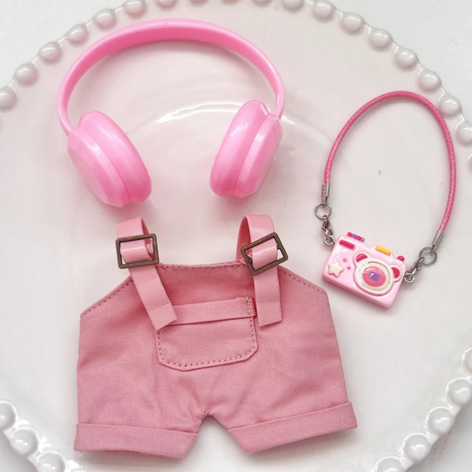 15/17Cm For Labubu Clothes Dolls Sitting Party 1St 2Nd 3Rd Headphones Overalls Shoes Set Apparel Accessories Lovely Outfit Gifts - Smarsty