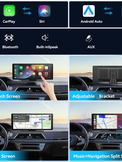 Universal Portable Carplay for Car Screen, Wireless Carplay Screen Wireless Car Stereo with Carplay Android Auto, Car Touchscree - Smarsty