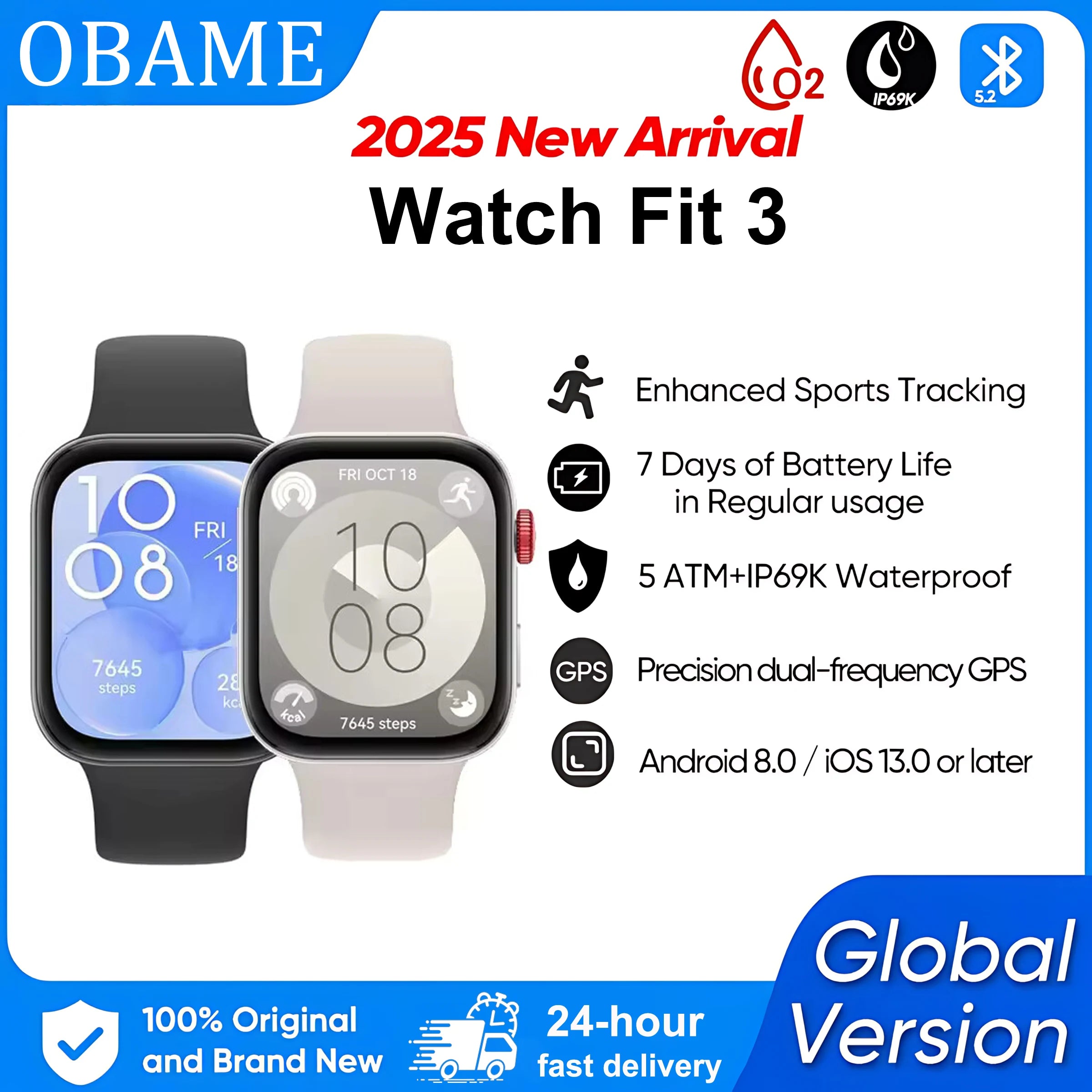 New Watch FIT 3 Smartwatch with AMOLED Display - Smarsty