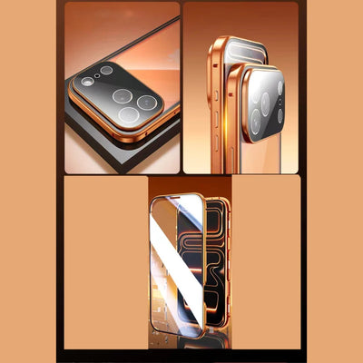360 ° Full Protection Metal Magnetic Double-Sided Glass Snap Lock Phone Case For iPhone 17 Pro Max/17/Air/17 Pro Bumper Cover - Smarsty