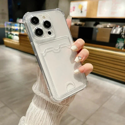 Smarsty Transparent Iphone Card Holder Case With Wallet Slot -