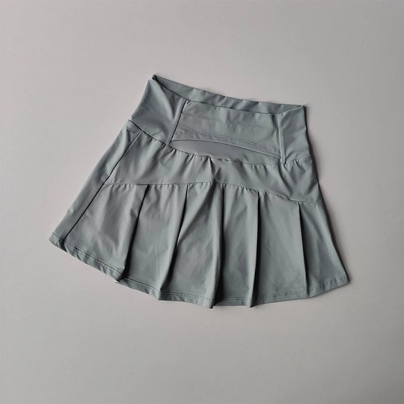 High Waisted Sports Short Skirt, Summer New Cool and Anti Glare Lined Shorts Women's Fitness Yoga Quick Drying A-line Skirt - Smarsty