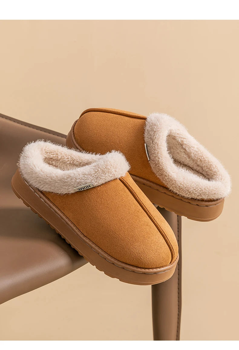 Women's Winter Slippers Non-Slip Indoor House Shoes, Plush Fleece Lined Warm Cotton Slippers with Soft Sole for Home Comfort - Smarsty