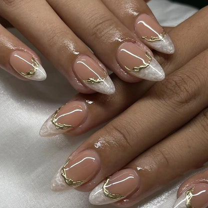 24 Pcs Metallic Cat Eye French Press On Nails - Smarsty