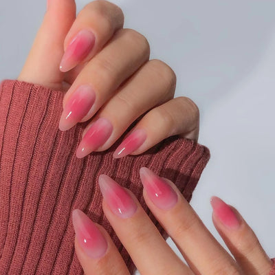 Glossy Pink Press On Nails 24pcs Full Cover Elegant Style - Smarsty