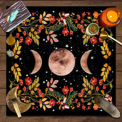 Moonlight Flower Tarot Card Table Cloth for Witchcraft - Smarsty