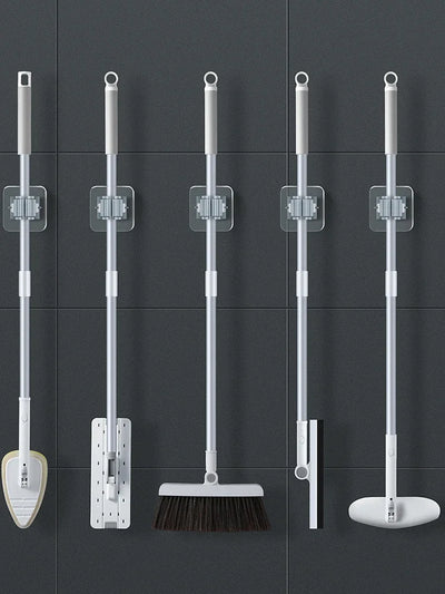 Mop Storage Storage Rack Bathroom Suction Hanging Pipe Traceless Mop Clip Broom Hanger Wall-Mounted Waterproof Mop Rack by Smarsty