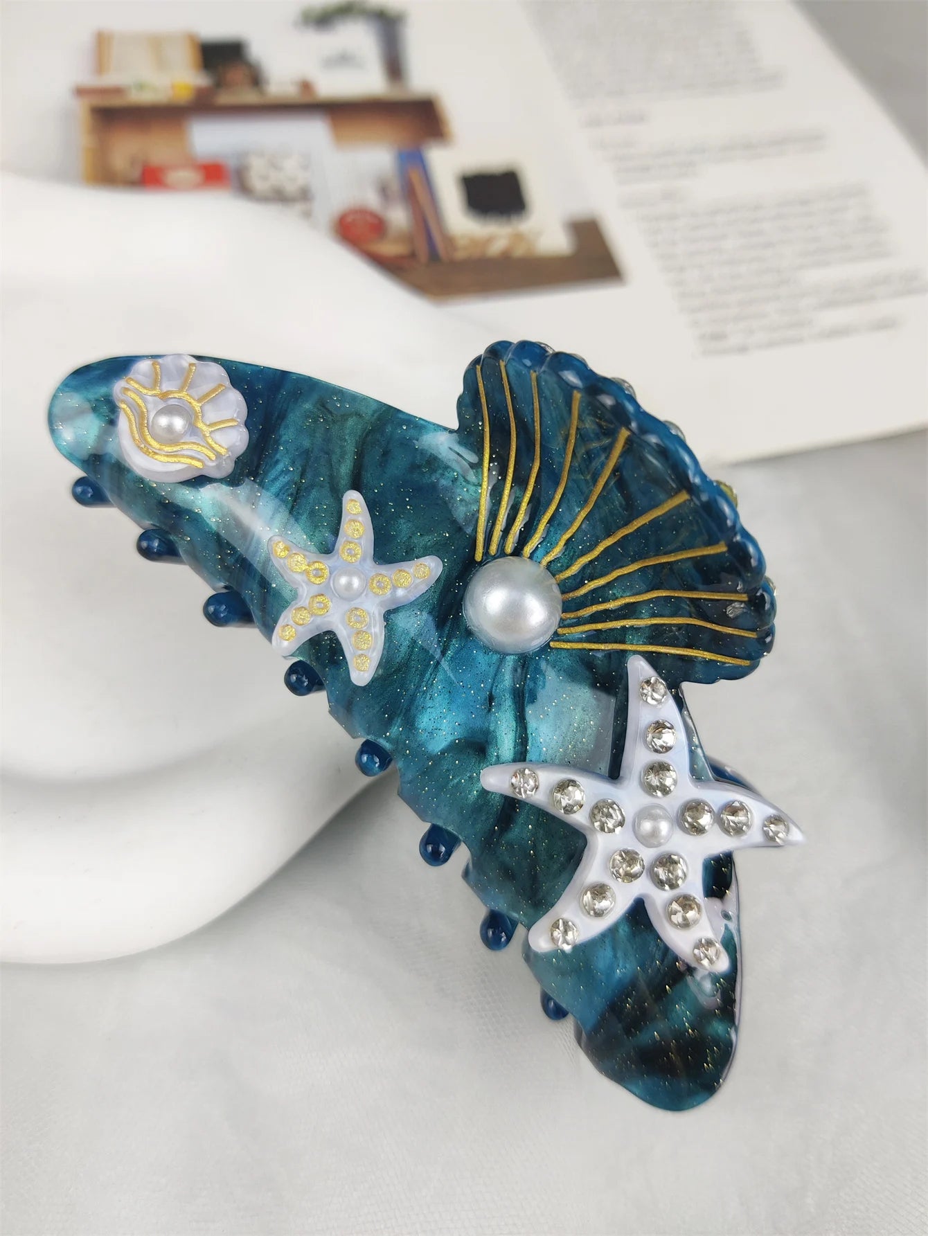Handmade Large Sea Hair Claw Clips Acetate Beach Starfish - Smarsty